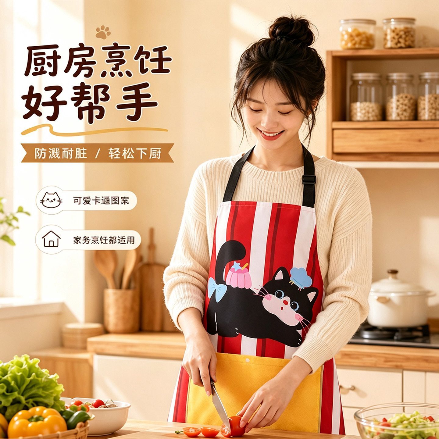围裙厨房家用可擦2026新款防油防水围腰罩衣女高颜值年轻做饭详情6