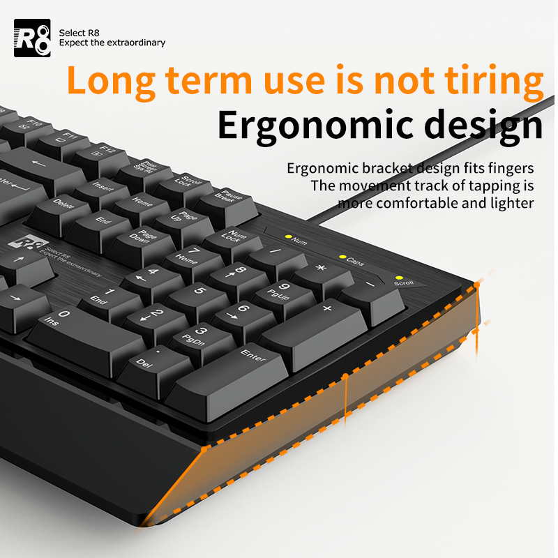 R8 Black Office Keyboard, game office multi-functional silent keyboard set computer accessories Item Picture