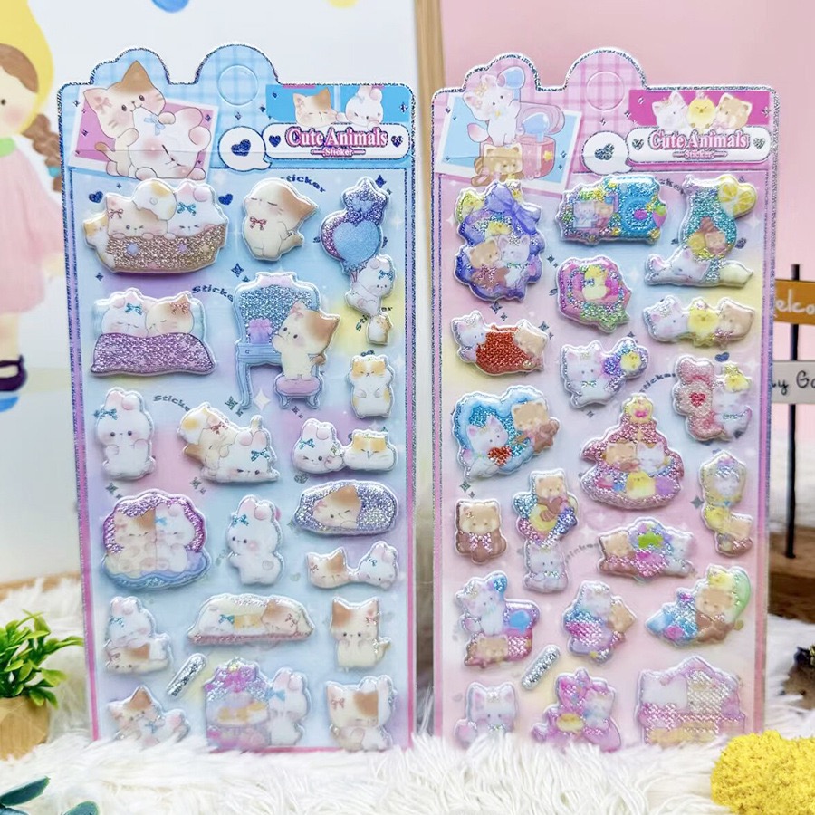 Flash relief 3D stickers, bubble stickers, cute animals, children's 3D stickers, reward stickers, foam stickers Specification image