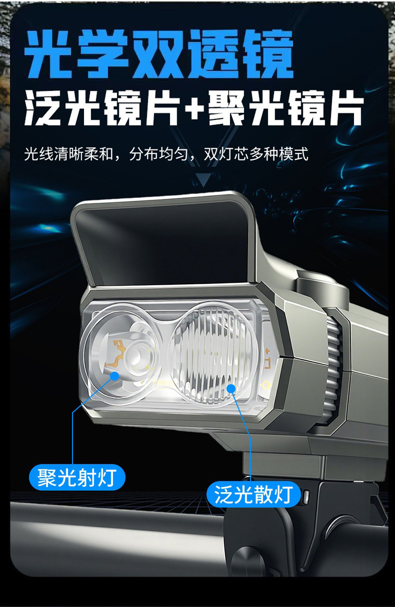 251103 Horn light USB charging bicycle horn headlight Bicycle riding lighting Headlight Electronic horn light flashlight Application Scenario