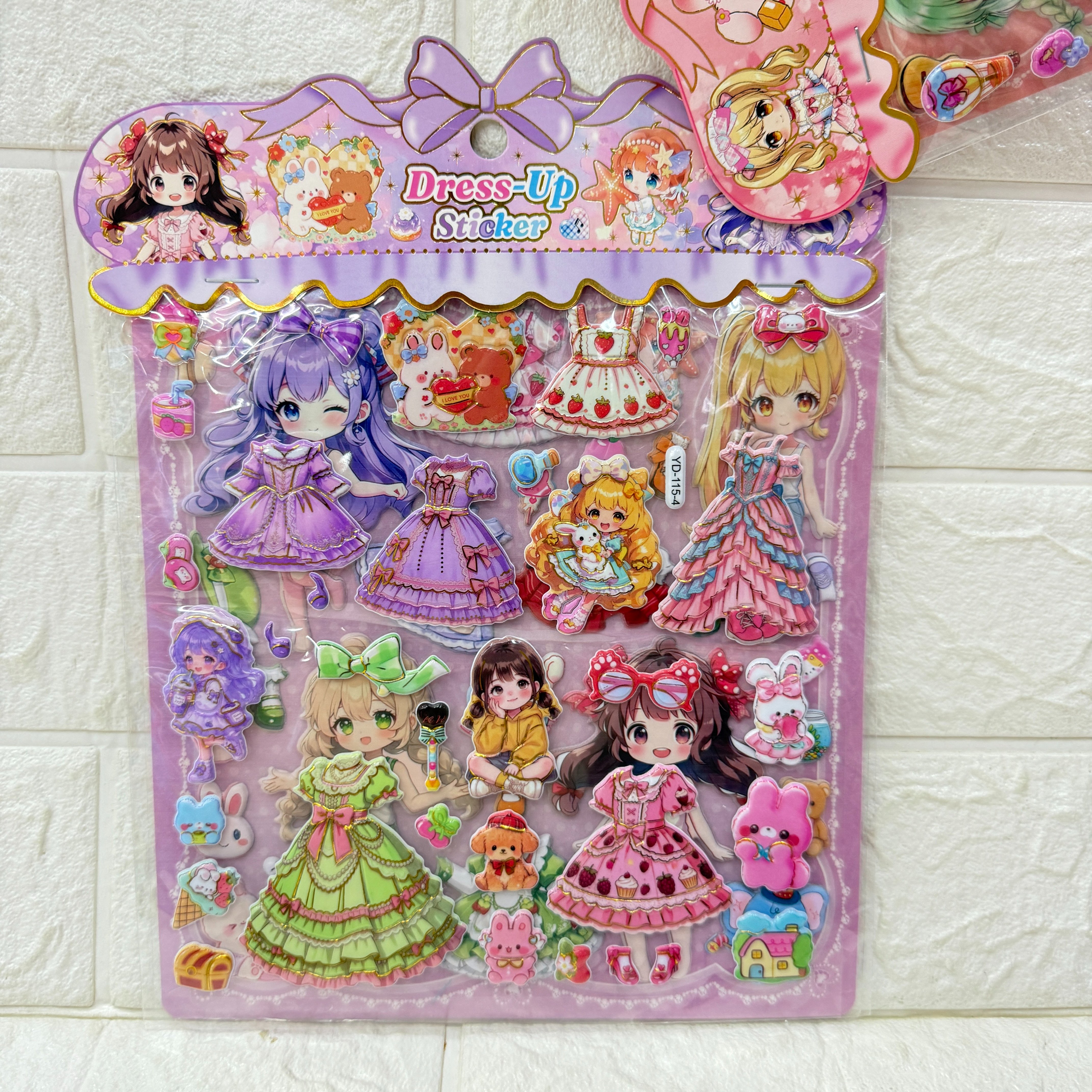 Double-layer gilded girls' dress-up stickers, children's 3D handmade diy bubble stickers, hibiscus leather gilded dress-up stickers Specification image