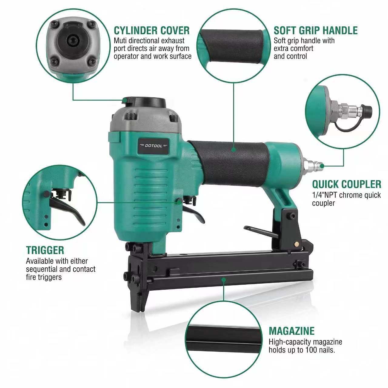 DOTOOL 1022J nail gun, pneumatic tool, nail gun, U-shaped nail, woodworking and decoration Item Picture