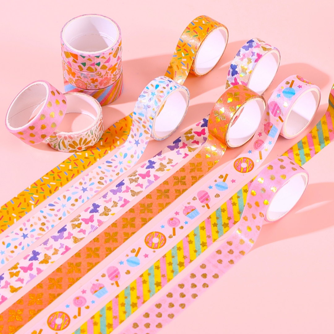 Gold-embossed and paper tape 60 rolls in a box set of colorful decorative planner materials and paper stickers roll stickers Application Scenario