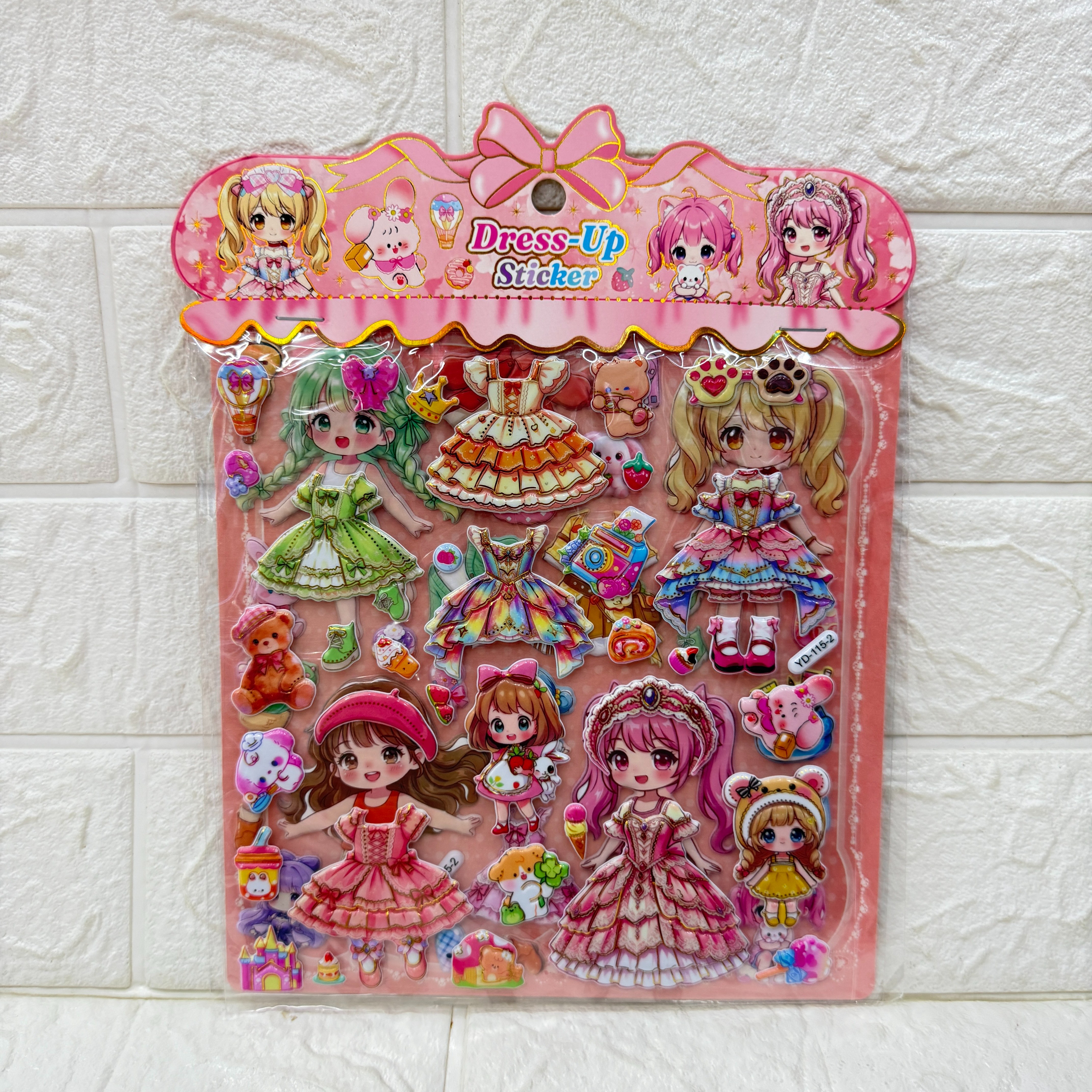 Double-layer gilded girls' dress-up stickers, children's 3D handmade diy bubble stickers, hibiscus leather gilded dress-up stickers details Picture