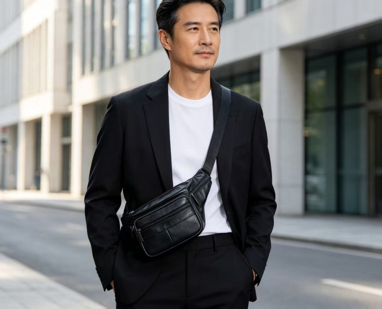 2025 fabricante de cuero multifuncional bolsa de cintura hombre ocio al aire libre deportes bolsa de viaje bolsa de montaña cintura crossbody body bolsa comercio exterior al por mayor y al por menor detail image 14