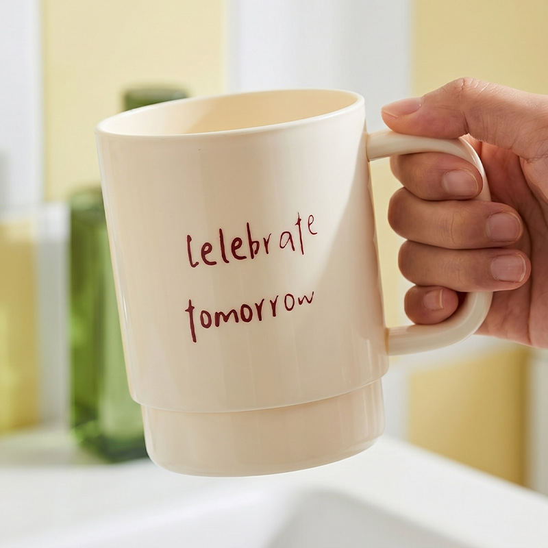 J76-9028 Creative Household Toothbrush Cup with high appearance Level, large capacity for brushing teeth, cute mouthwash cup, high-end plastic cup details Picture