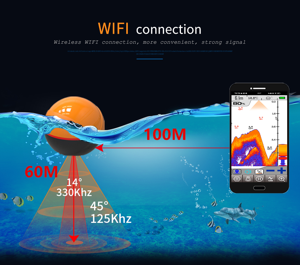 Двухчастотный смартфон, звуковой, беспроводной wi-fi, подводный смартфон с высокой четкостью, двухчастотный рыболовный снаряд pic 9