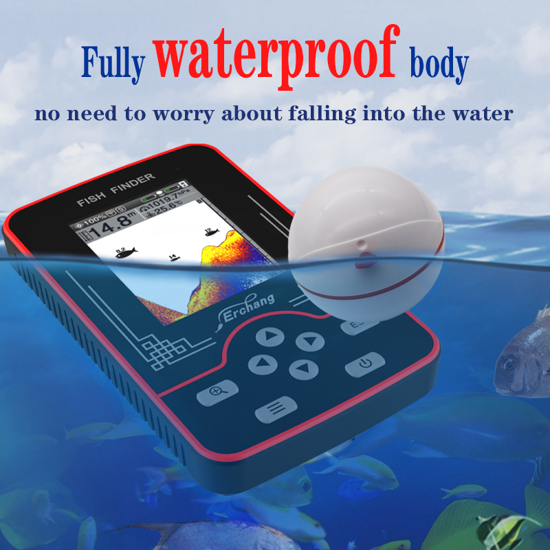 Wireless color screen intelligent fish detector, 3D intelligent visual high-definition sonar fish detector for fishing and sea fishing Item Picture