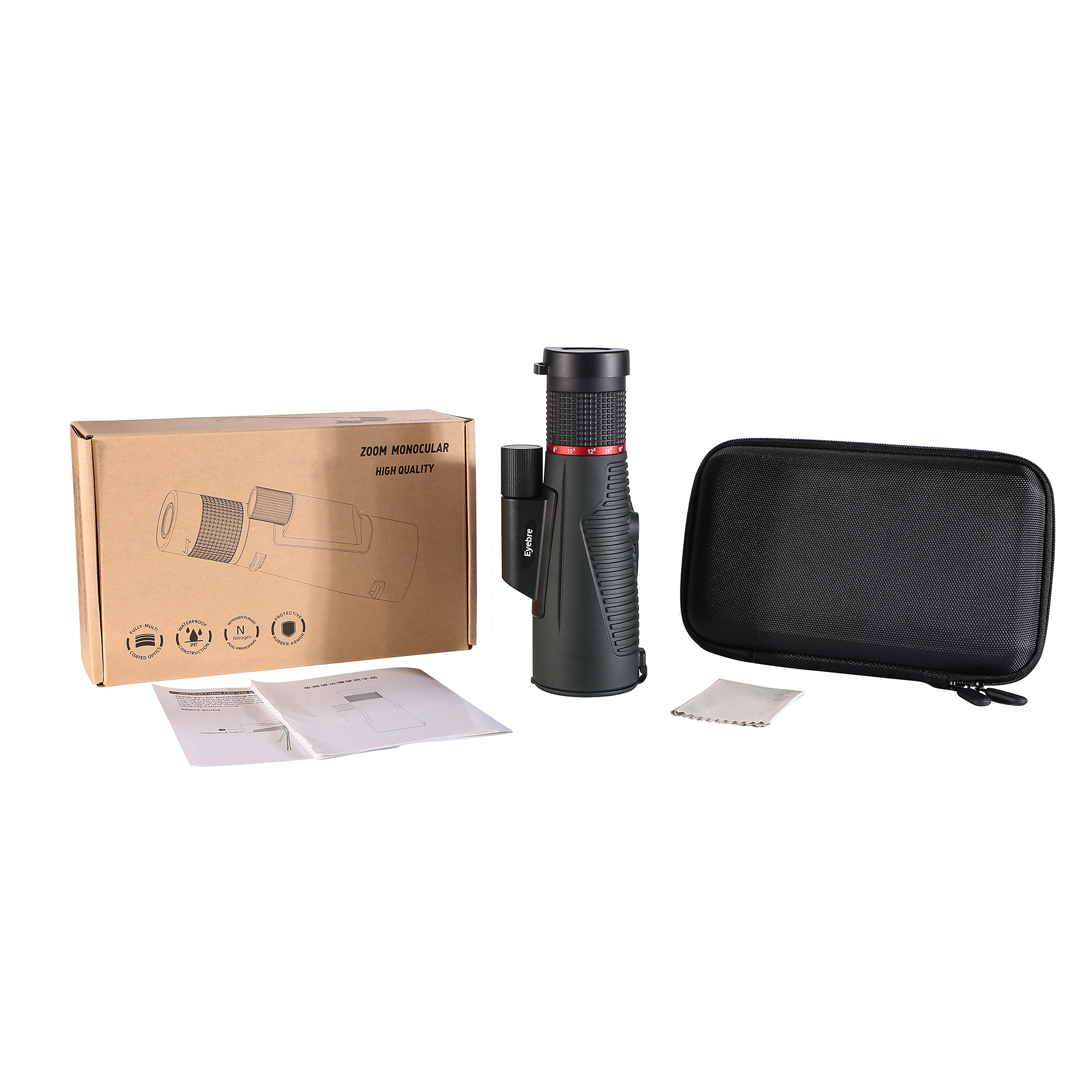 ED lens 8-16X50 black zoom monocular, high-definition high magnification outdoor bird travel portable monocular Item Picture
