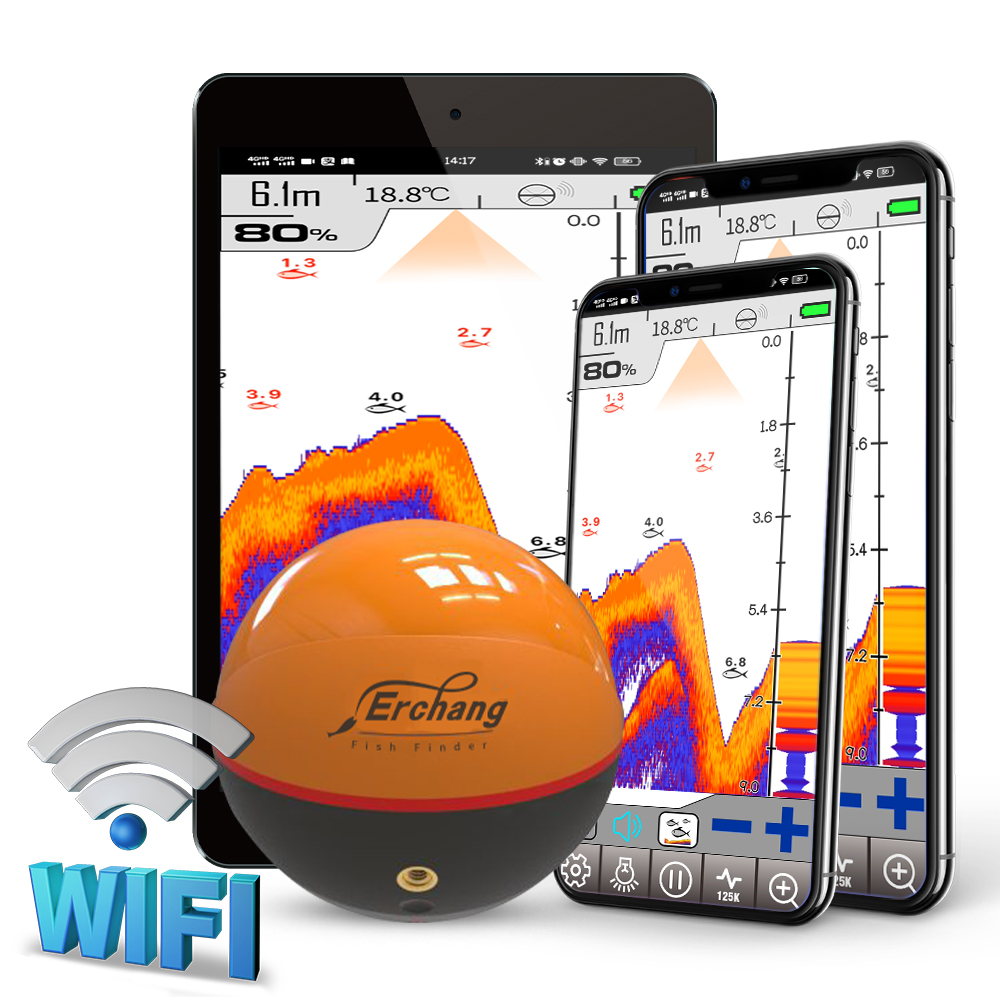 Dual-frequency intelligent fish detector, sonar fish detector, wireless WiFi, underwater high-definition smart phone, dual-frequency fishing gear Item Picture