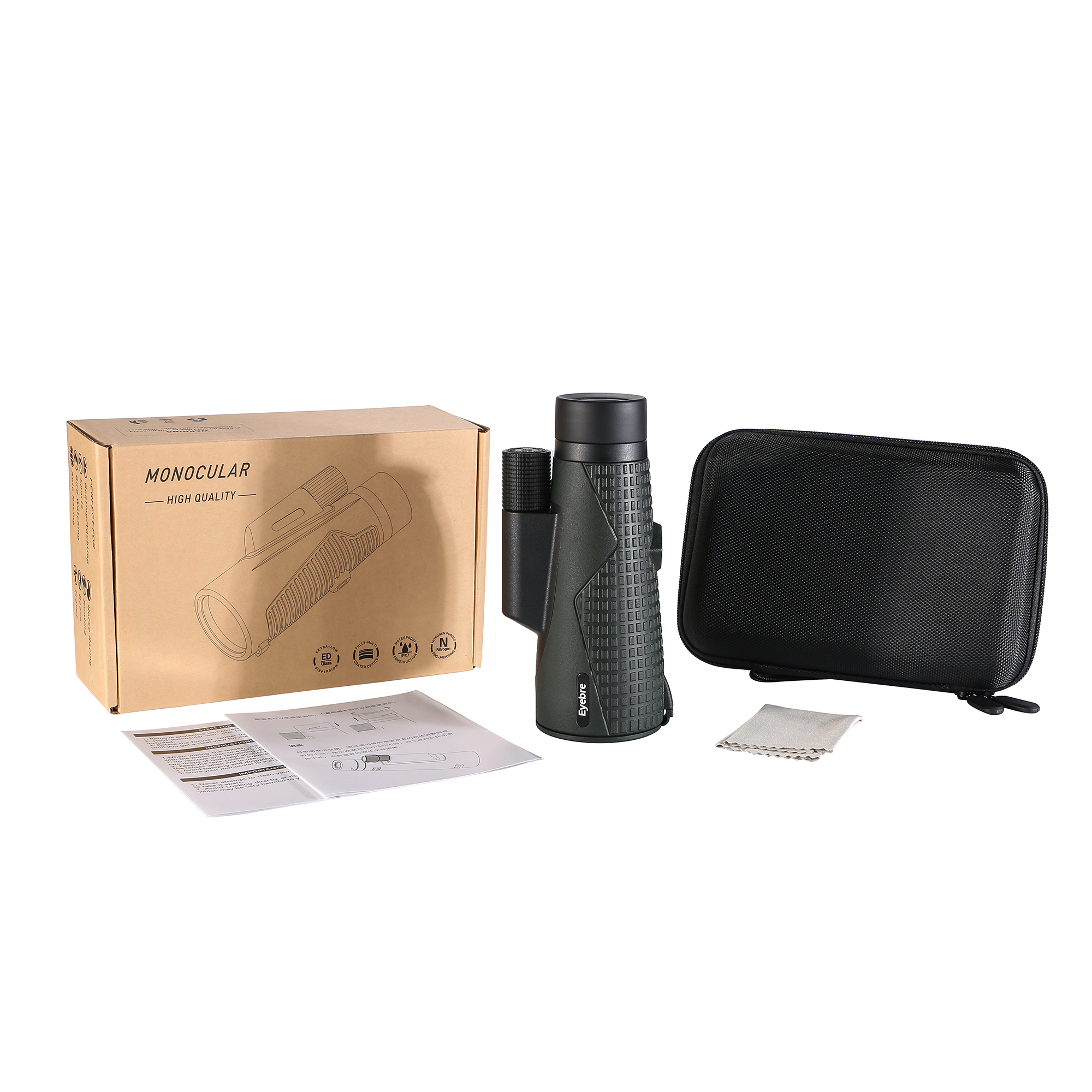 The green 12X56 ED monocular telescope features a large aperture, high-definition, low-light night vision, and is suitable for outdoor bird watching and travel. It can be connected to a mobile phone telescope Item Picture