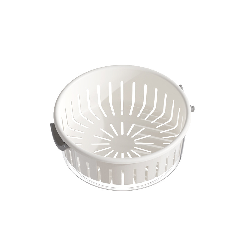 T54-F-9403 Household kitchen double-layer solid-color draining basket, multi-functional fruit and vegetable washing basin, hollow basket Item Picture