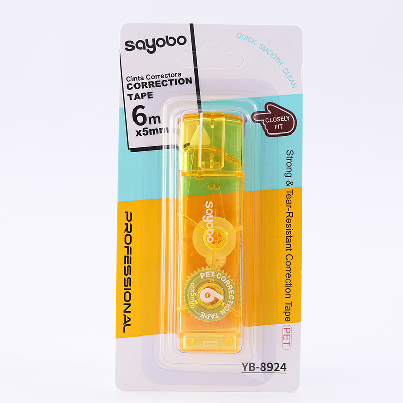 YB-8924 English version full-length 6-meter correction tape PET ultra-thin transparent Film Correction Tape Specification image