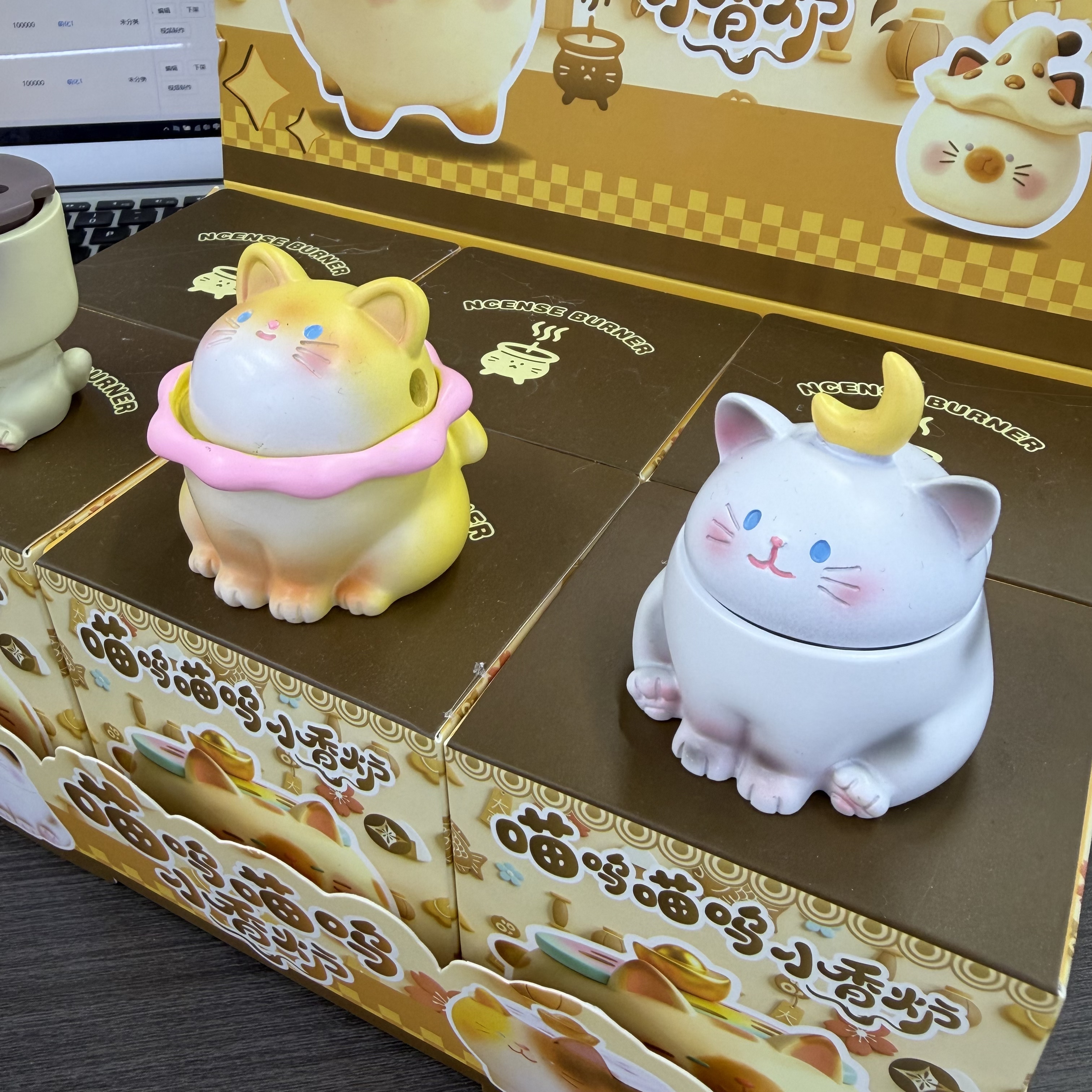 Cat-shaped ceramic incense holder and incense burner blind box set, simple and fashionable home decoration items Application Scenario