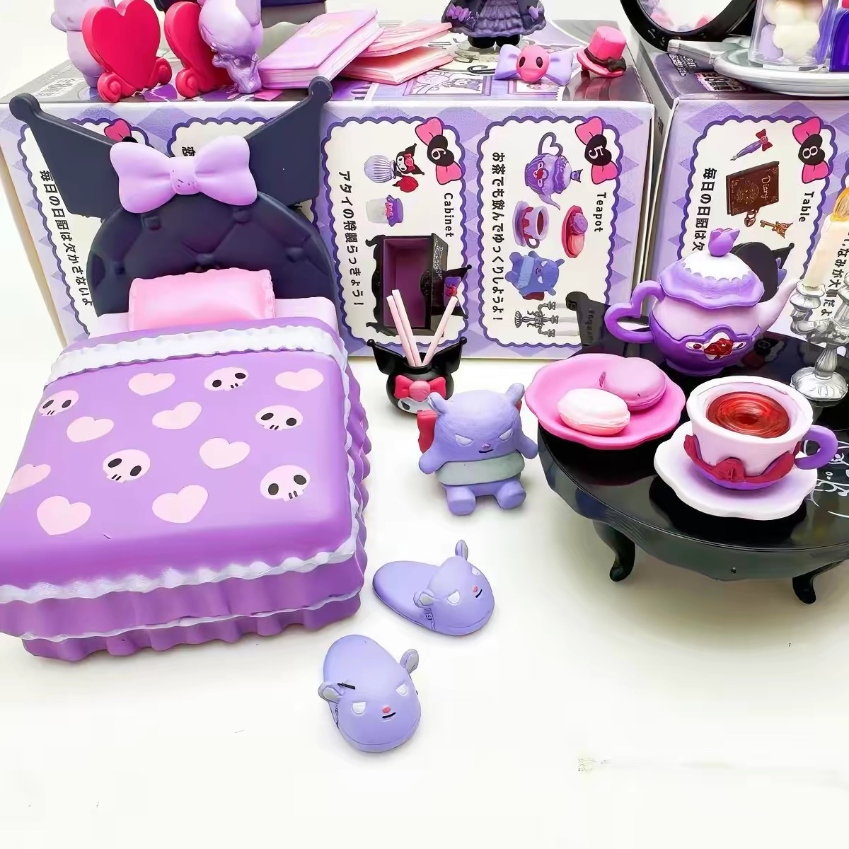 remnet Japanese version Sanrio Kuromi Gothic Room Room Home Mini Miniature Scene Blind Box Gift Specification image