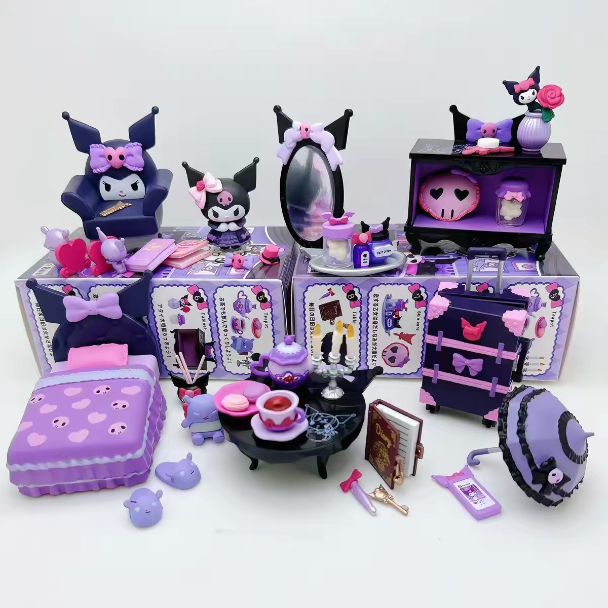 remnet Japanese version Sanrio Kuromi Gothic Room Room Home Mini Miniature Scene Blind Box Gift details Picture