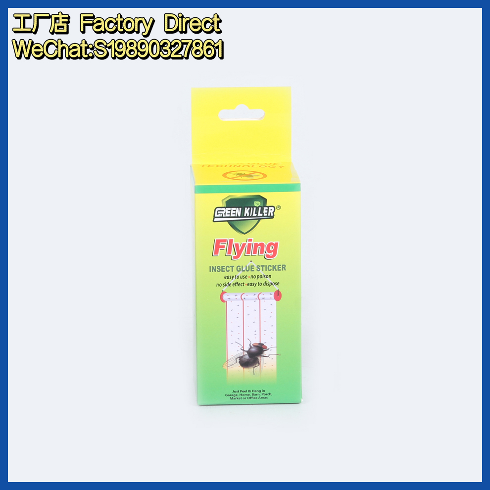 Fly patch colgante pegajoso moscas papel fuerte control de la mosca cinta larga con cebo propio pequeño insecto volador trampa artefacto venta directa de fábrica fly roll