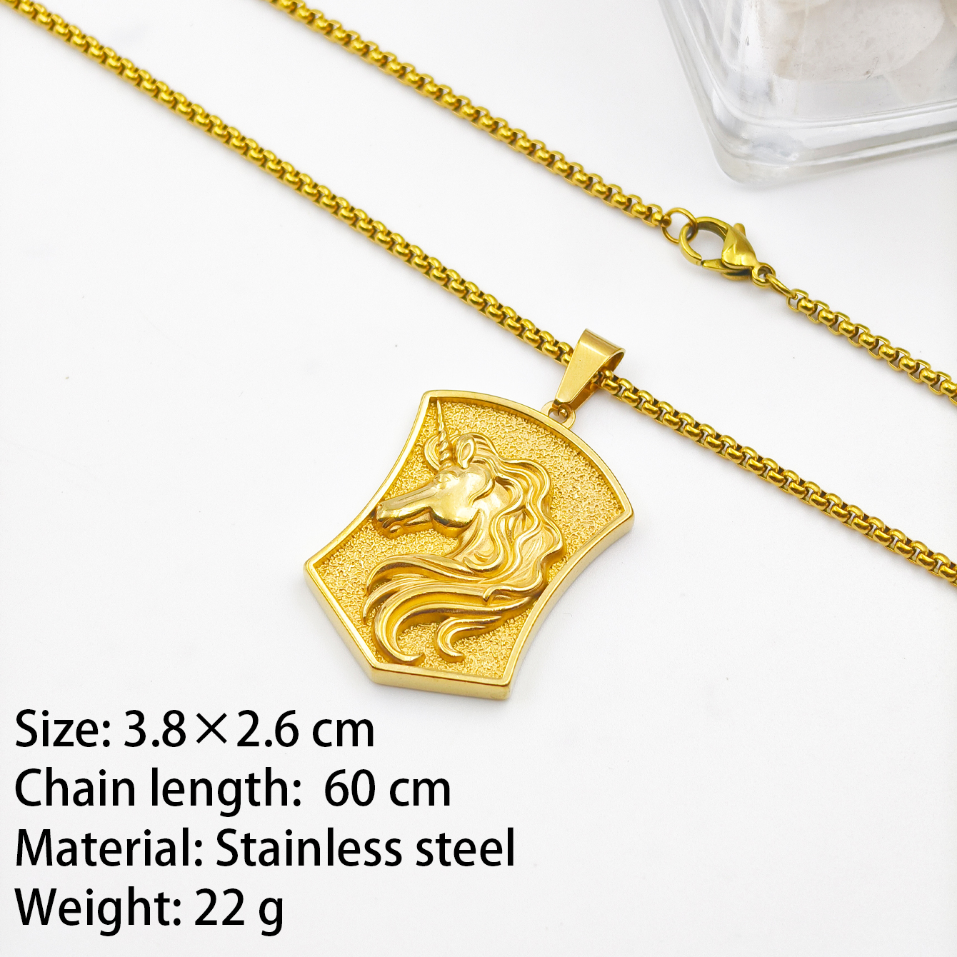 قلادة من الفولاذ غير القابل للصدأ على شكل صقور مع ليكورن مصممة لحماية المجد ومباركة القلادة Specification image