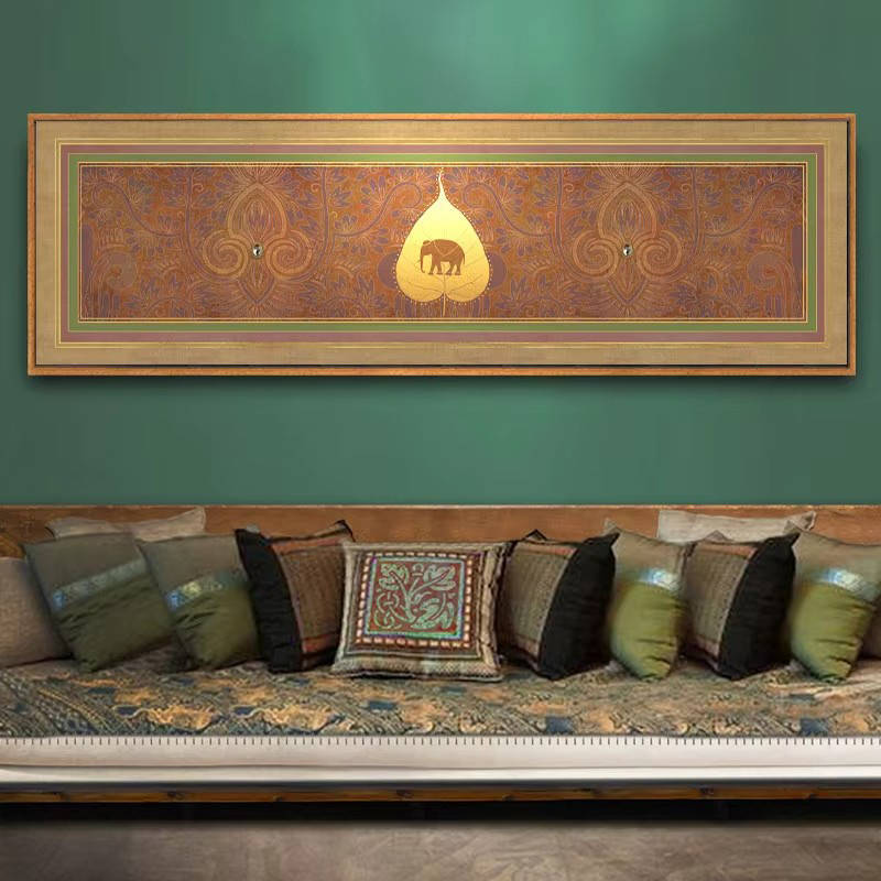 لوحة صغيرة (لافتة) للفيلة والفيل في غرف النوم التايلاندية على نمط جنوب شرق آسيا -فن الجدران الامامية التايلاندية Application Scenario