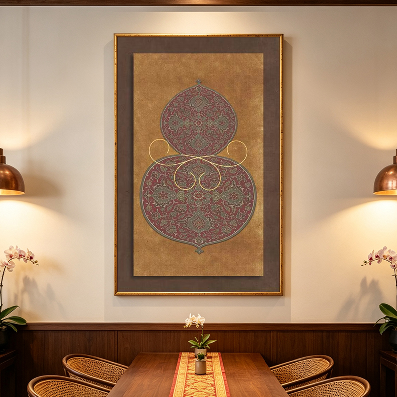 Southeast Asian-style gourd digital printing decorative wall painting, suitable for entrances and foyers, with an eco-friendly frame Application Scenario
