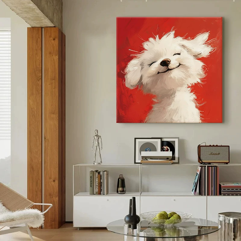 أبتسم جرو صغير جميل يرسم لوحة غرفة النوم Specification image