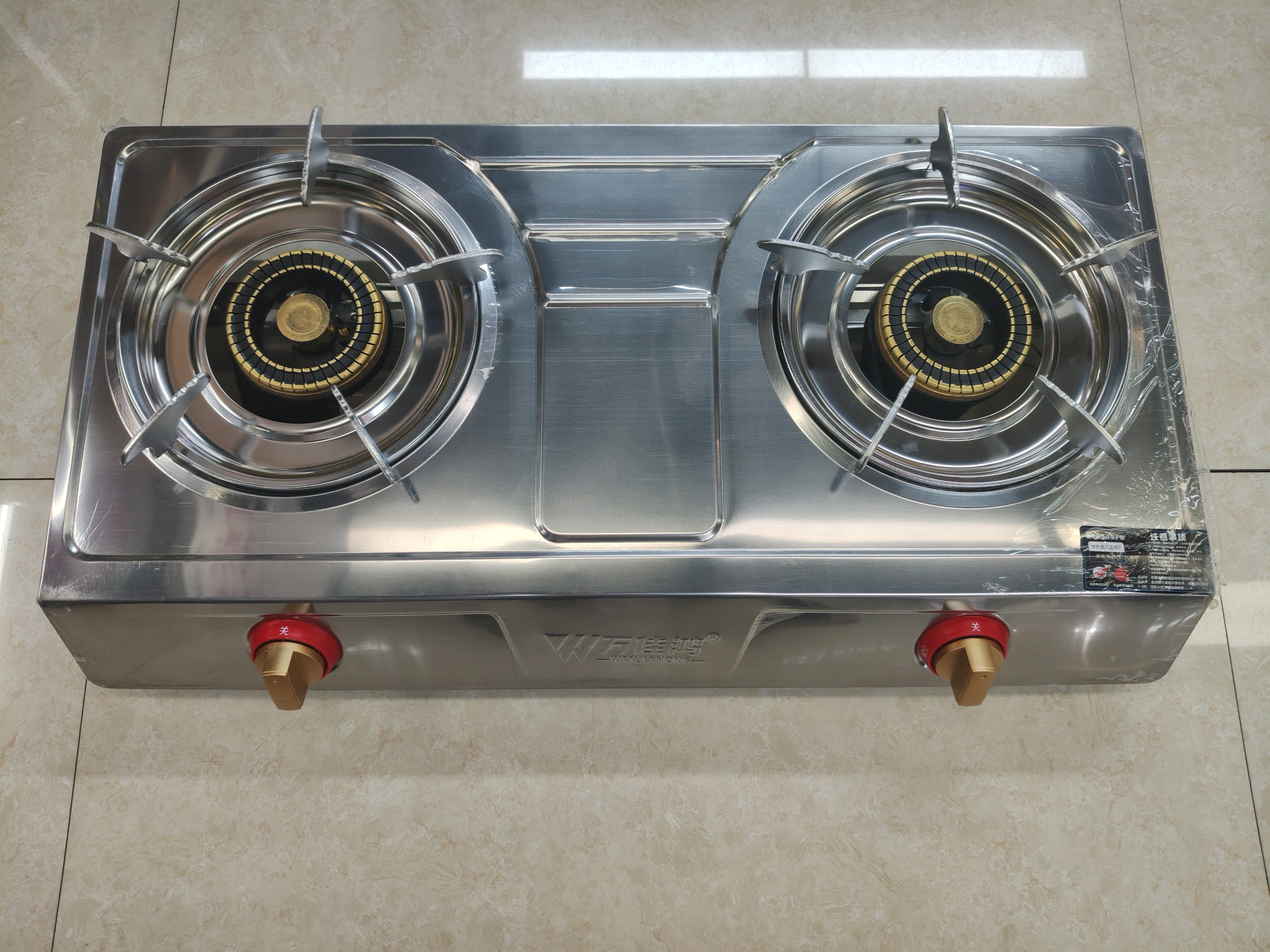 Desktop stainless steel gas stove, double-burner, high-intensity household gas stove with flameout protection, 100-card edge export for domestic sales detail image 7