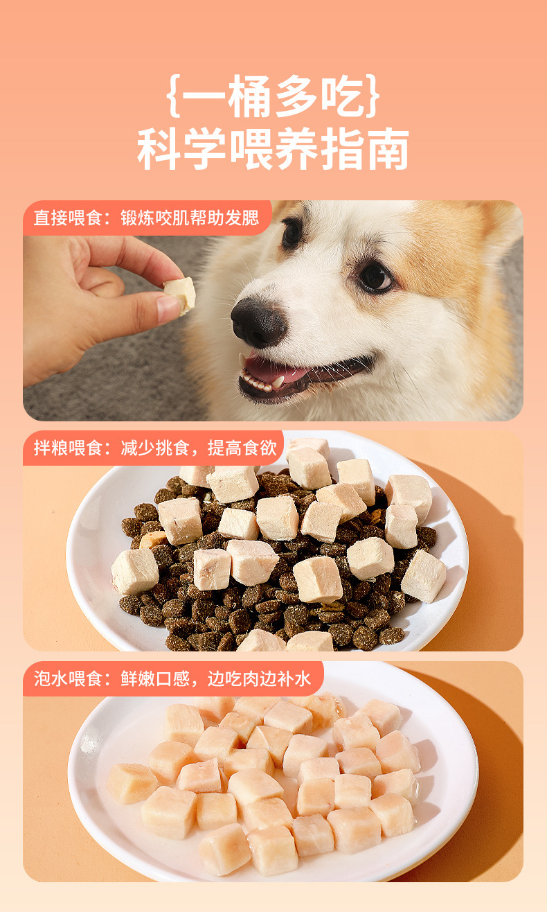 麦德豪宠物冻干猫咪粮食狗粮冻干鸡肉粒批发鸡胸肉冻干猫咪零食透明储物盒宠物冻干食品猫粮批发详情13