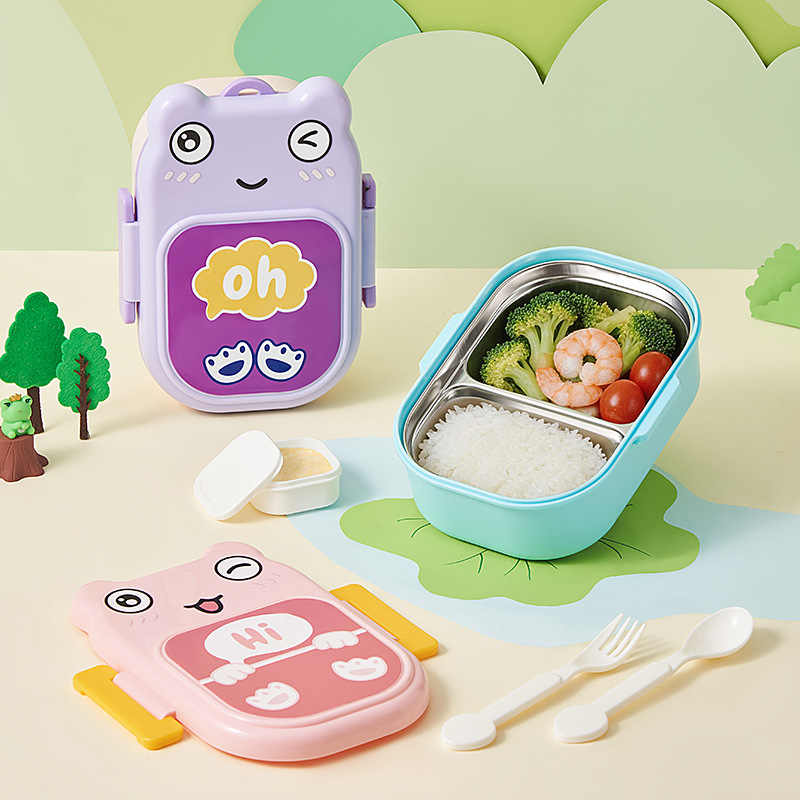 M04-6522 Frog Children's 304 Stainless Steel Lunch Box, Primary School student compartments Bento Box, Kindergarten Item Picture