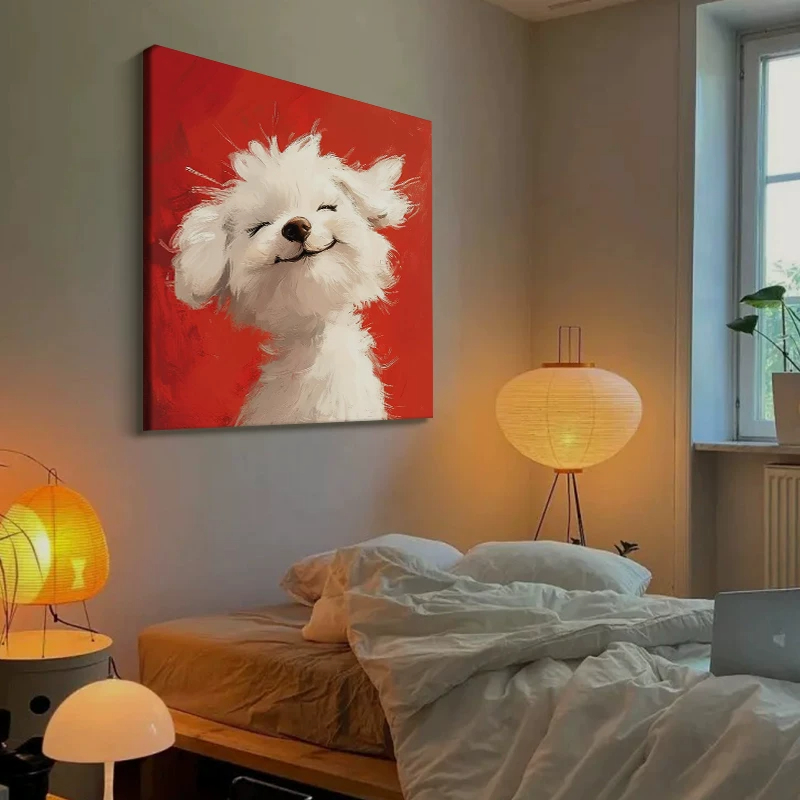 أبتسم جرو صغير جميل يرسم لوحة غرفة النوم Item Picture
