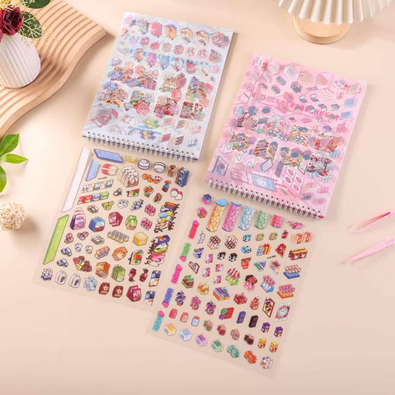 Large store inventory design book, fun food goods store scene stickers, diy food design planner stickers Application Scenario