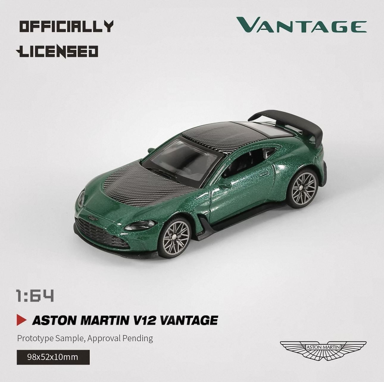Simulación oficial del modelo de coche de aleación - aston martin V12 [1:64 fibra de carbono verde] Item Picture