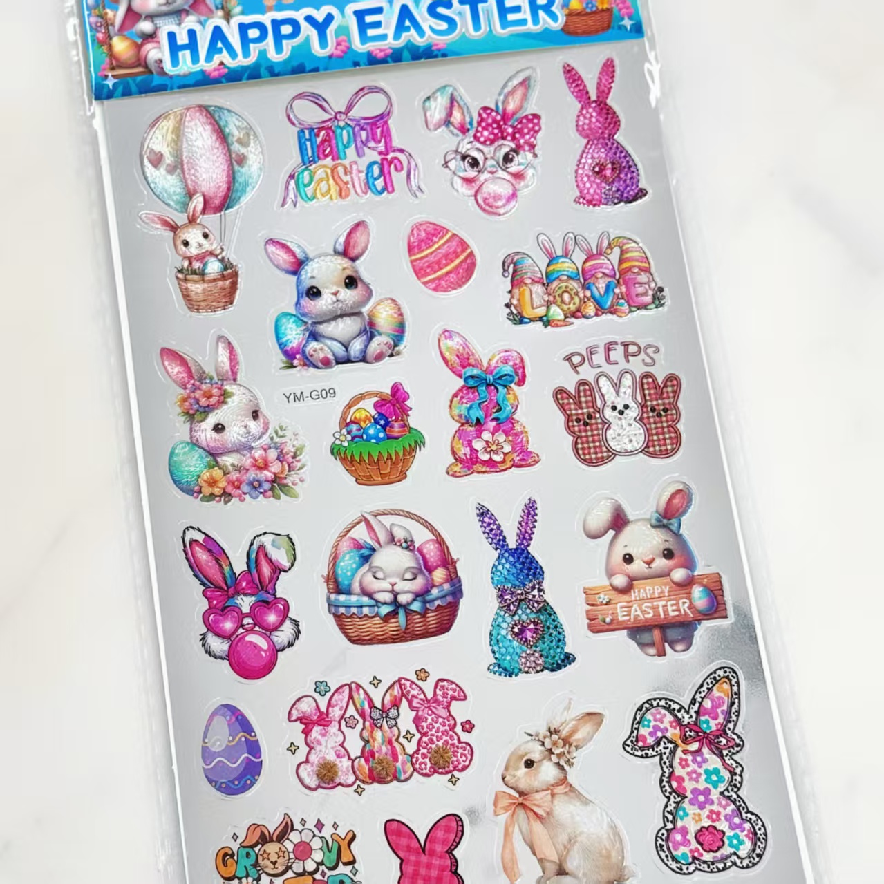 Easter refractive laser stickers, decorative stickers and stickers can be freely pasted. Easter stickers, party decorative stickers Specification image