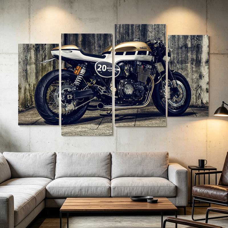 Motorcycle decorative art: Industrial-style retro motorcycle bar wall painting, suitable for the living room sofa wall Item Picture