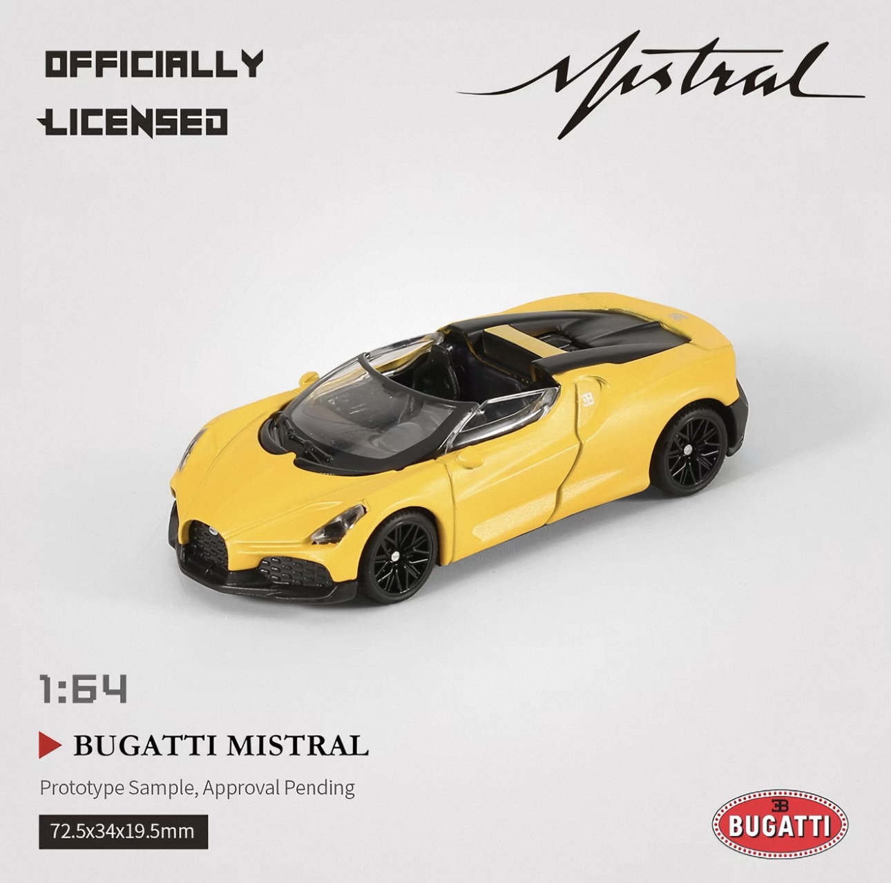 Officially authorized simulation alloy car model - Bugatti - Mistral [1:64 yellow] Item Picture