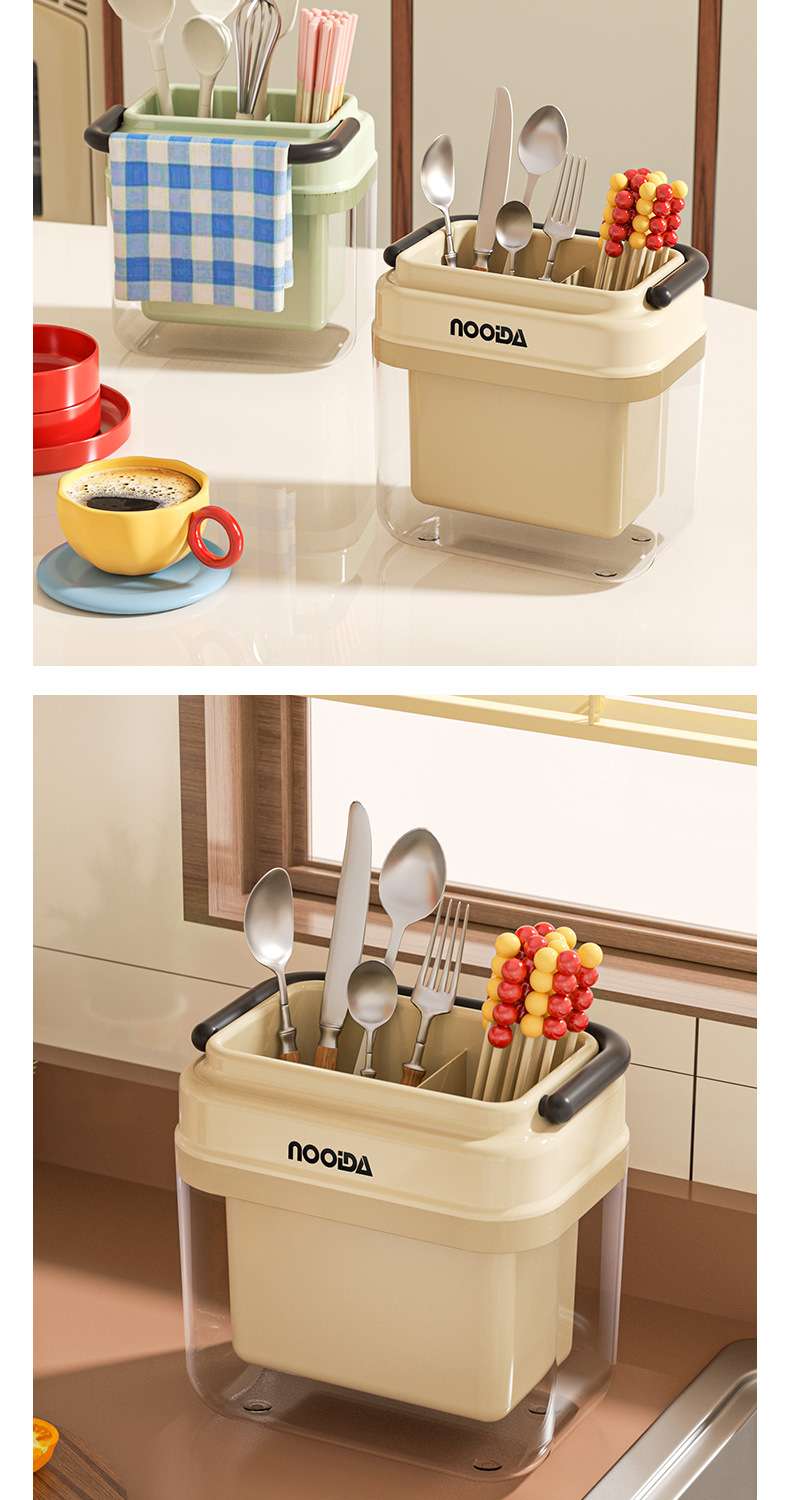 N22-937 Chopstick storage box for home kitchen high-end new style 筷笼 Draining chopstick holder spoon meal storage box chopsticks detail image 3