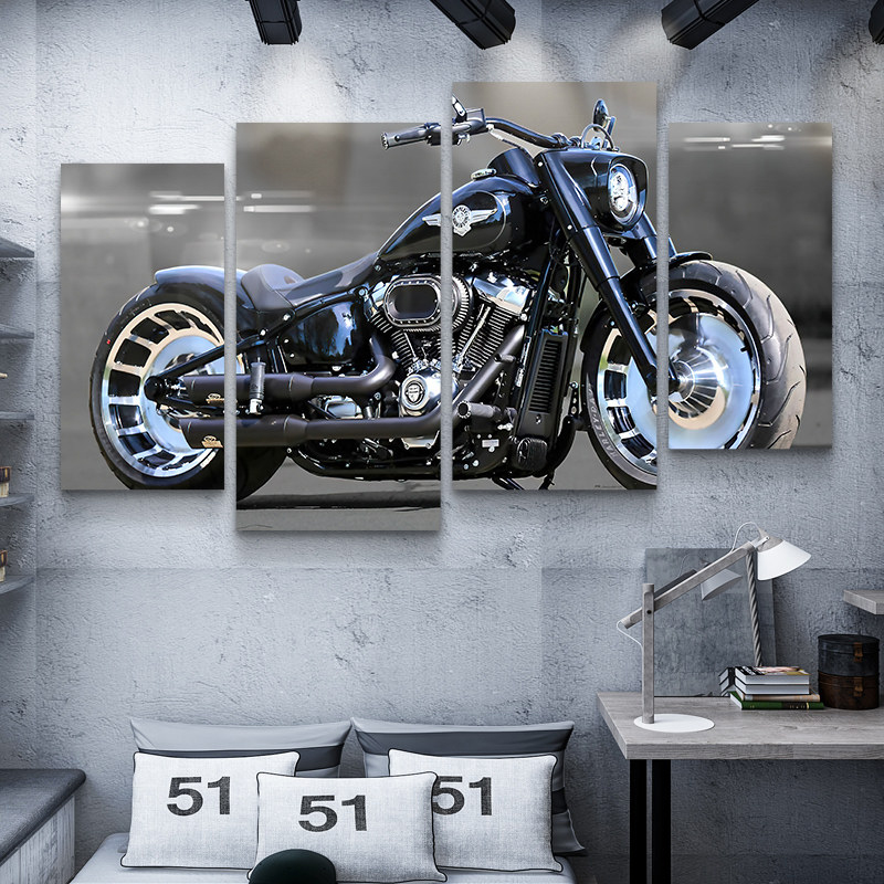 Motorcycle decorative art: Industrial-style retro motorcycle bar wall painting, suitable for the living room sofa wall Specification image