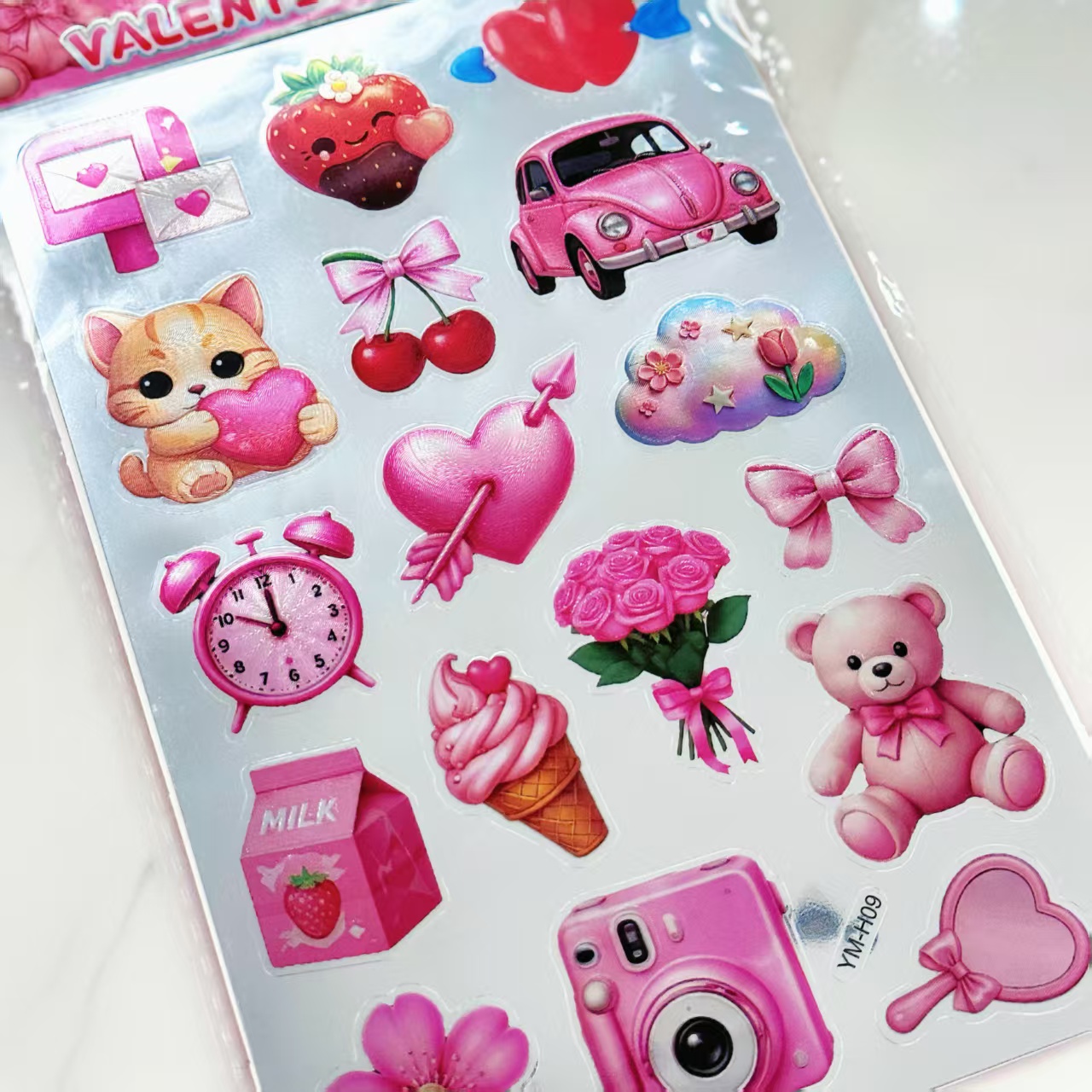 Valentine's Day refractive laser stickers, decorative stickers and stickers can be freely pasted. Valentine's Day stickers, party decoration stickers Application Scenario