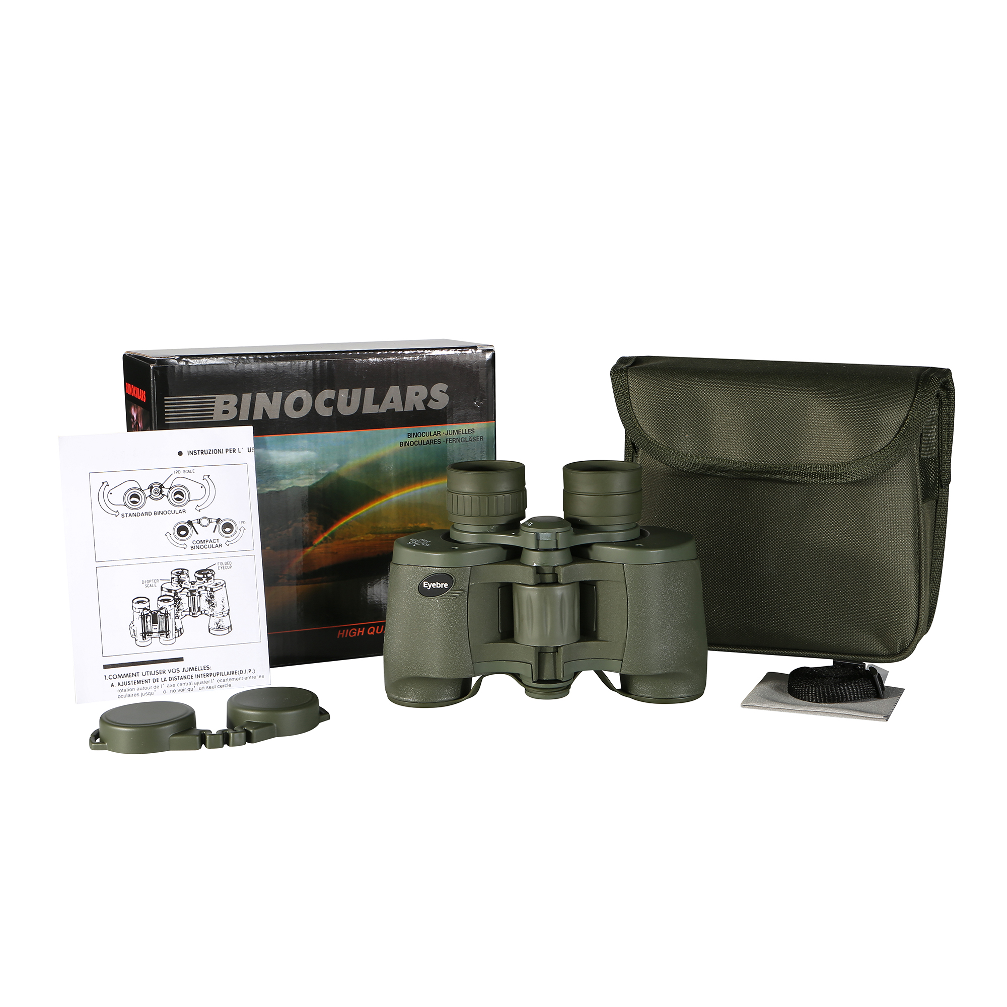 Eyebre 7X35 Wide-angle binoculars, military green anti-slip portable outdoor adventure performance viewing gift binoculars Item Picture