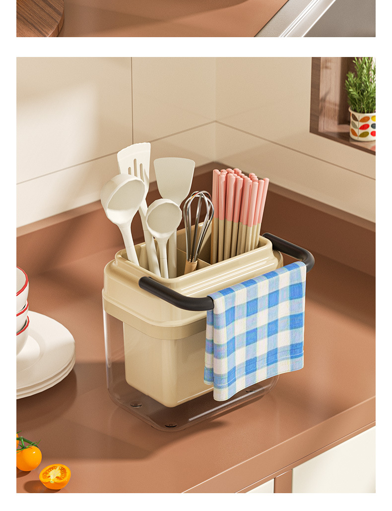 N22-937 Chopstick storage box for home kitchen high-end new style 筷笼 Draining chopstick holder spoon meal storage box chopsticks detail image 9