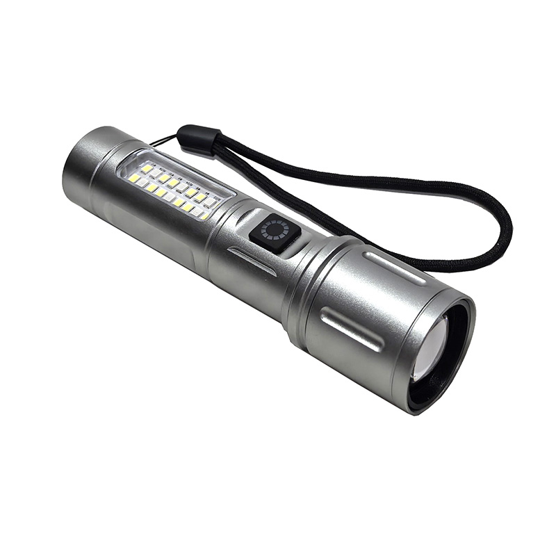 HX-603 Aluminum flashlight, USB charging aluminum alloy flashlight, high-brightness long-range white laser flashlight, telescopic stretch focusing flashlight Item Picture