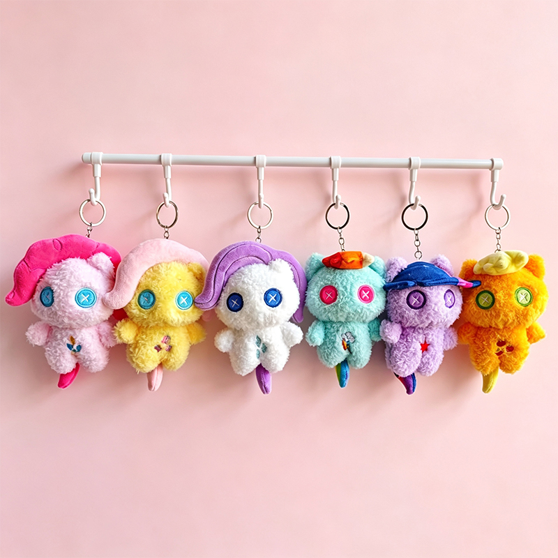Cute pony polly creativo llavero colgante peluche pareja bolsa de escuela colgante comercio exterior puede al por mayor anime fondo rosa seis colores de peluche llavero forma linda muchos decoraciones regalos del día de la madre accesorios
