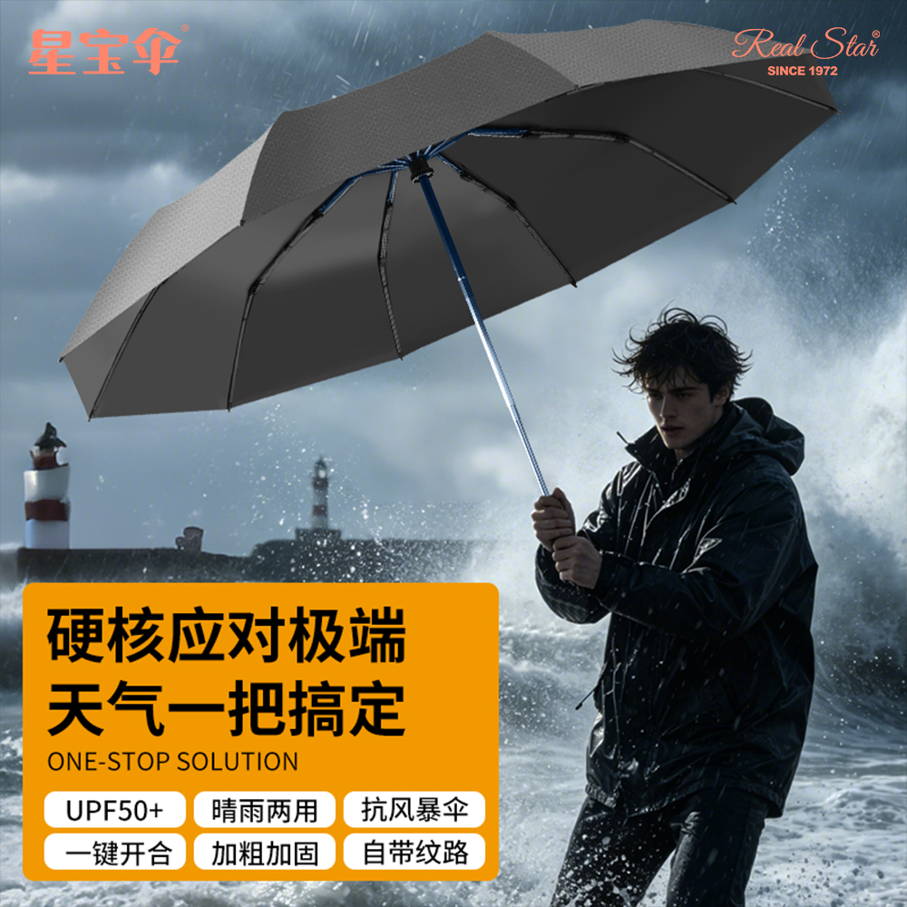 Xingbao Umbrella 26383 men 's business gift umbrella, enhanced protection against 嗮 rain, business gift 2-use umbrella for men Specification image