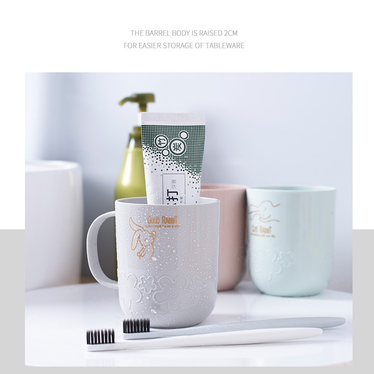 J76-8852家用可爱风卡通漱口杯塑料便携精致水杯高颜值大容量口杯白底实物图