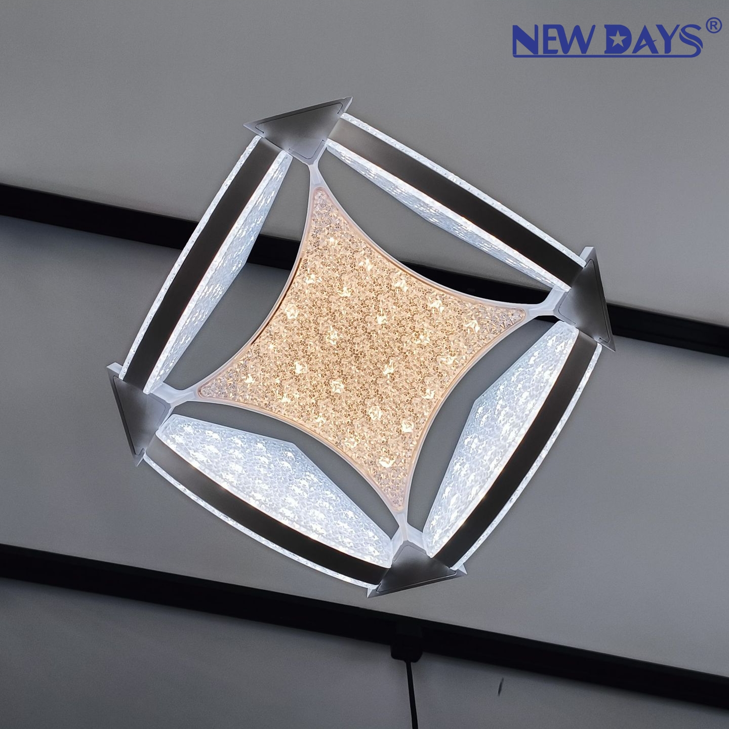 NEWDAYS brand's new cross-border LED multi-faceted light, versatile crystal cover Rubik's cube ceiling light, eye-protecting, energy-saving and high-brightness three-color panel light Item Picture