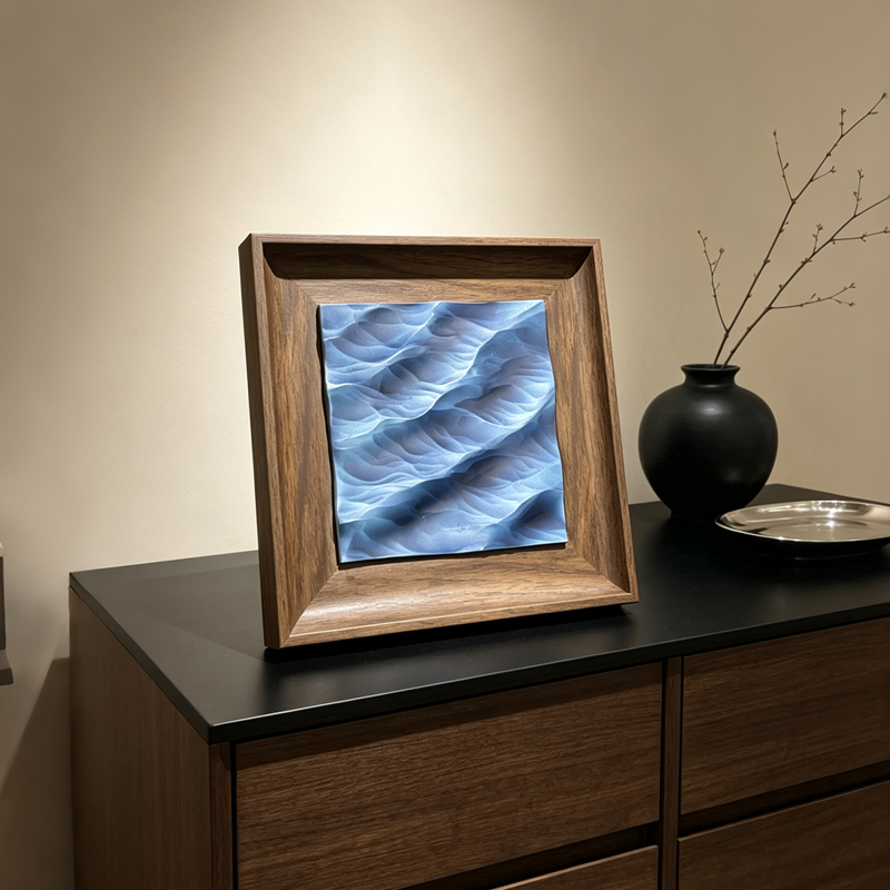 立体海浪蓝色摆件画装饰画电视柜装饰桌面摆画高级感挂画餐厅卧室