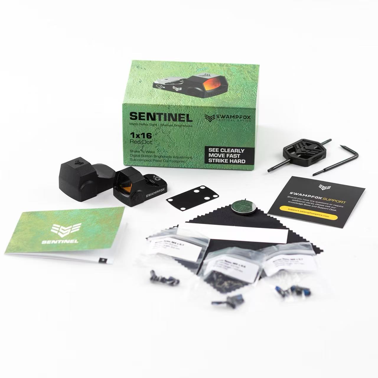 SW brand 1x16 button red dot sight, high-definition open red dot sight with multi-base plate set Item Picture