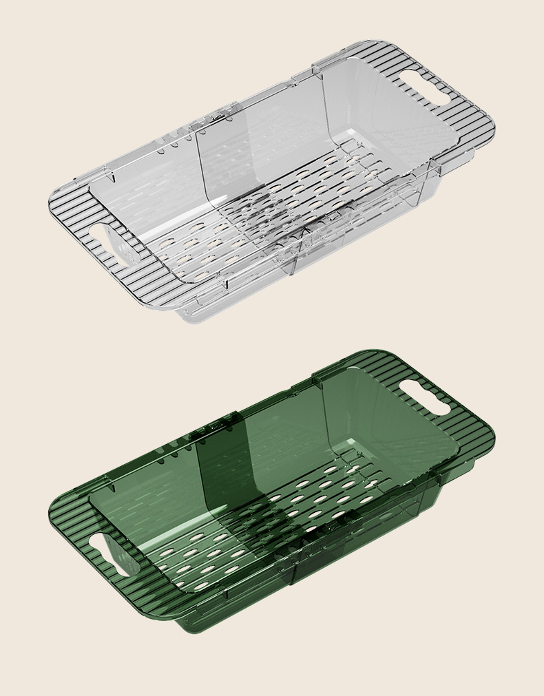 N22-N7792 vegetable washing and draining rack, transparent fruit and vegetable storage basket, kitchen sink water filter and storage rack, plastic basin detail image 12