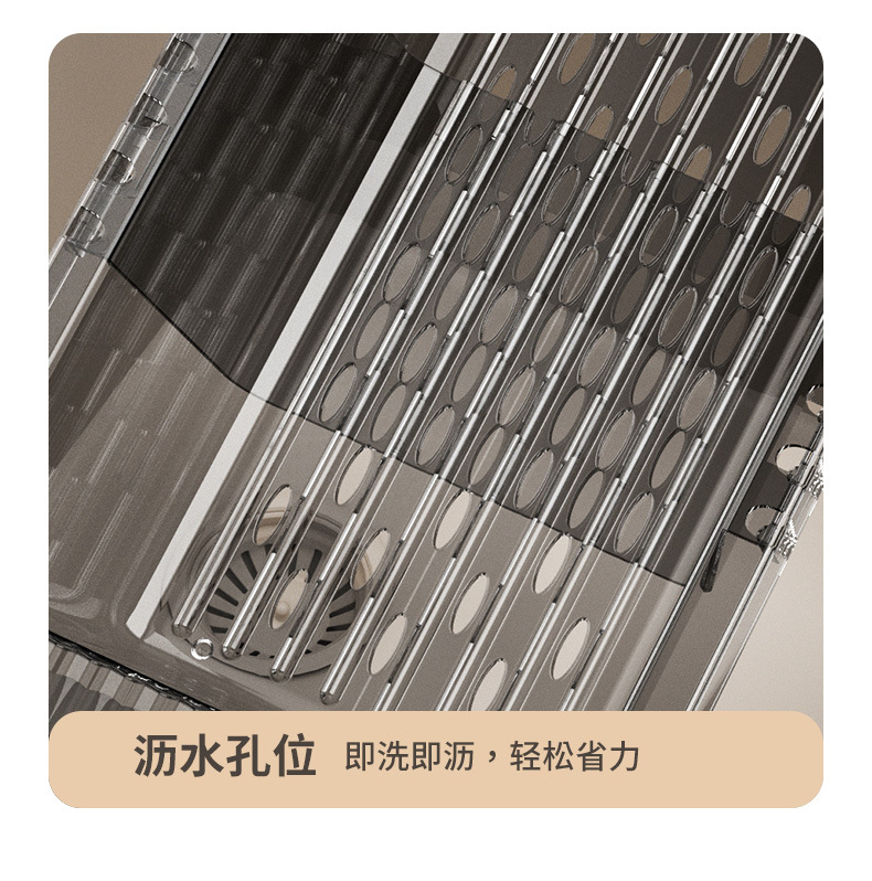 N22-N7792 vegetable washing and draining rack, transparent fruit and vegetable storage basket, kitchen sink water filter and storage rack, plastic basin detail image 14