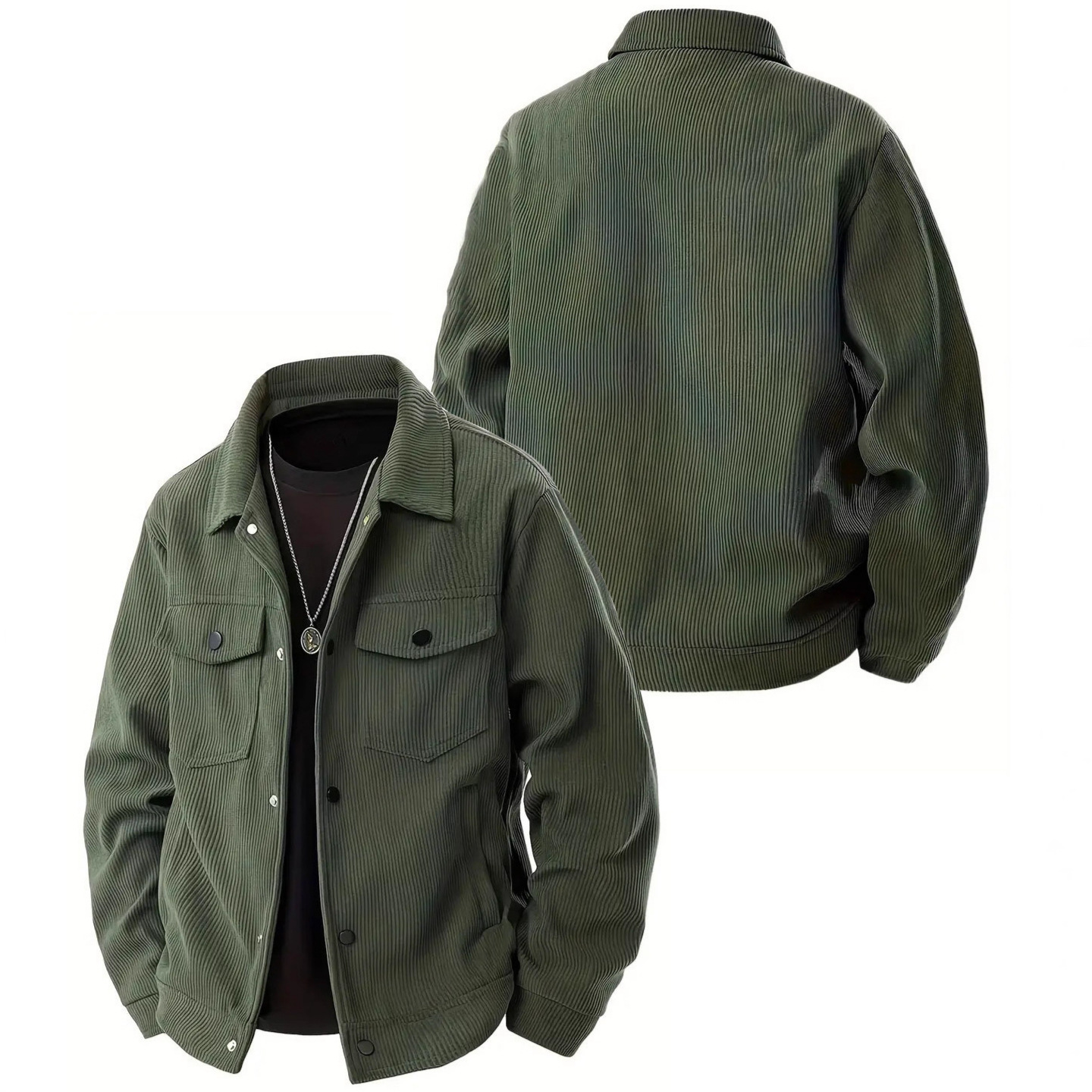 2026 Cross-border Amazon corduroy single-breasted casual sporty pocket coat, men's lapel long-sleeved shirt, men's high school spring and autumn coat, high school autumn coat, men's casual coat Application Scenario