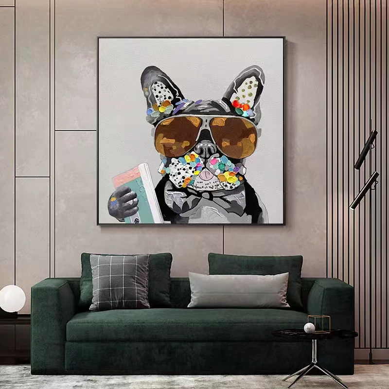 Pinturas al óleo pintadas a mano animales signos del zodiaco decoración de la sala de estar moderna luz de lujo sofás fondo de pared dormitorio de los niños cuadros colgantes Application Scenario